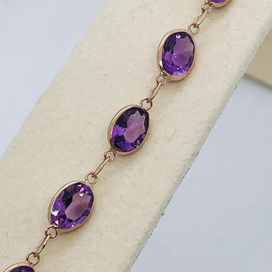 9ct Rose Gold Amethyst Bracelet