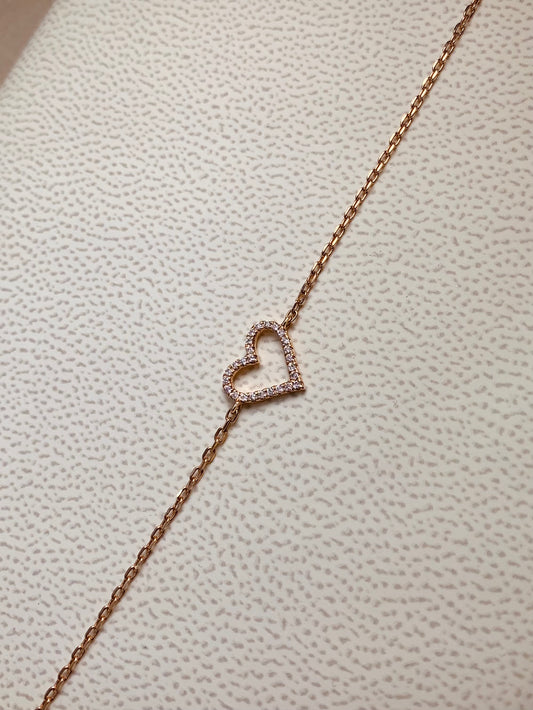 18ct Rose Gold Heart Bracelet.