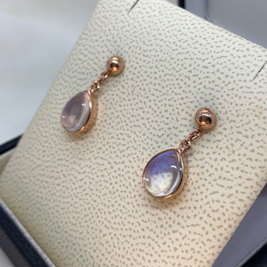 Rose Gold Moonstone Drop Earrings