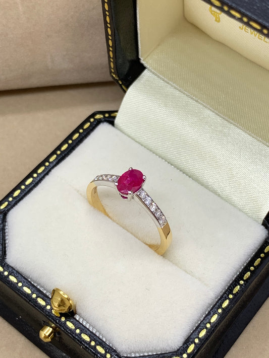 18ct Gold Ruby & Diamond Ring