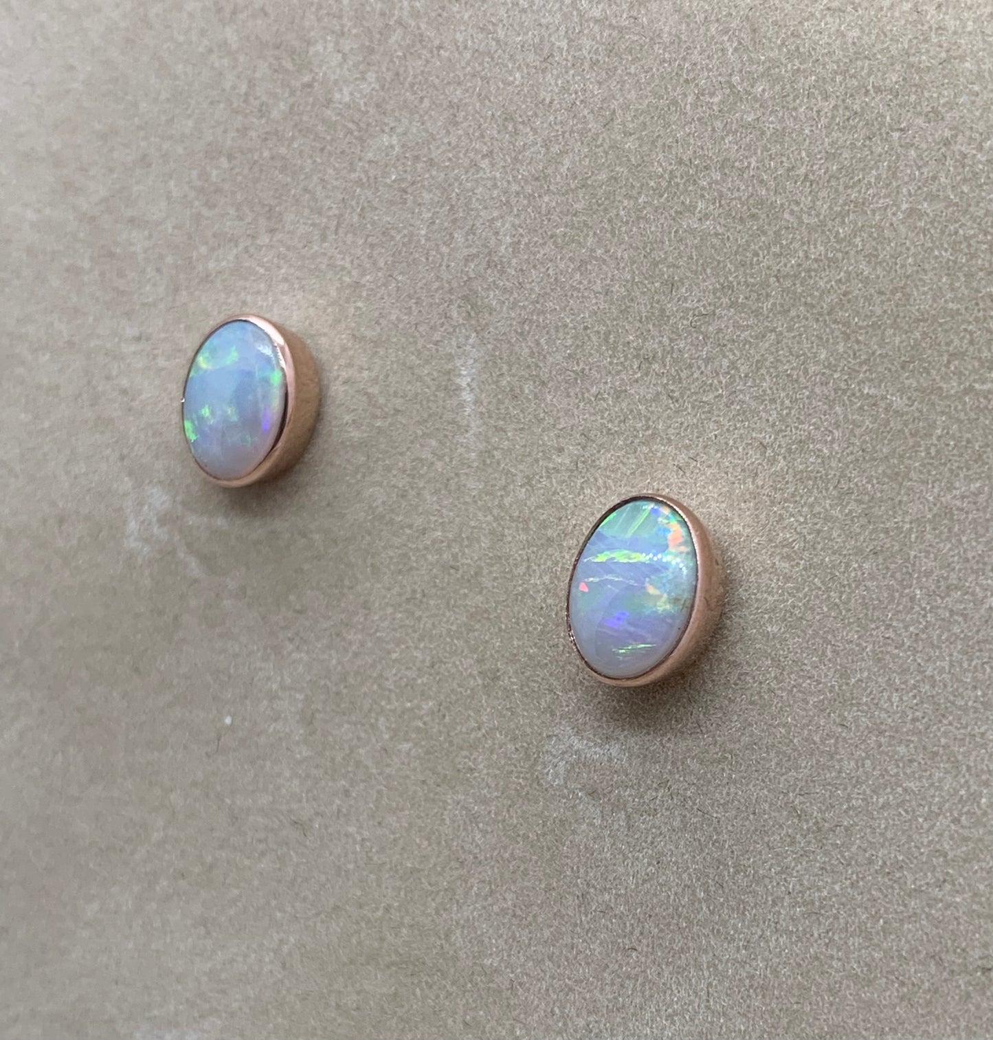 Rose Gold Opal Ear Studs