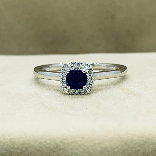 Platinum Sapphire and Diamond Ring.